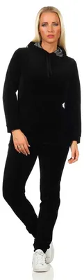 Produktbild von Damen Nicki Jogginganzug Freizeitanzug Kapuzenpullover;  Schwarz XL/42
