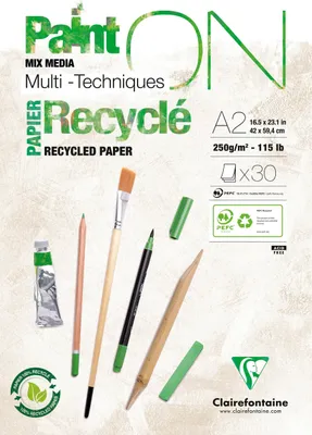 Produktbild von Clairefontaine PaintON RC Block A2 kopfseitig geleimt 30 Blatt weiß 975743C