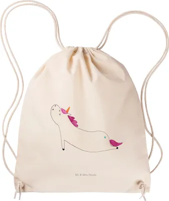 Produktbild von Mr. & Mrs. Panda Rucksackbeutel Einhorn Yoga - Transparent - Geschenk, Beutel Rucksack, gym tasche, Unicorn, Turnbeutel, festival, Einhörner, Sport, Namaste, Kleiner
