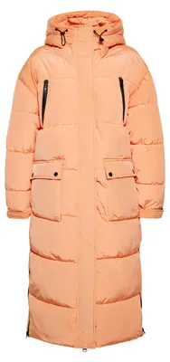 Image de Manteau long matelassé pour femmes - orange. Taille S