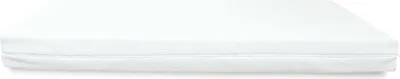 A white mattress is shown from the side on a white background.