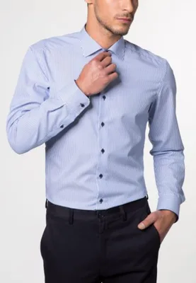 Produktbild von Eterna Hemd Chambray Streifen Twill mit Patch Slim Fit 8992-16-F140 Gr. 44 blau