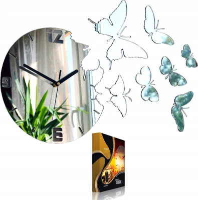 Produktbild von ModernClock, wanduhr, Schmetterling Wanduhr, Uhr, Silberspiegel, 60cm x 45cm, DIY