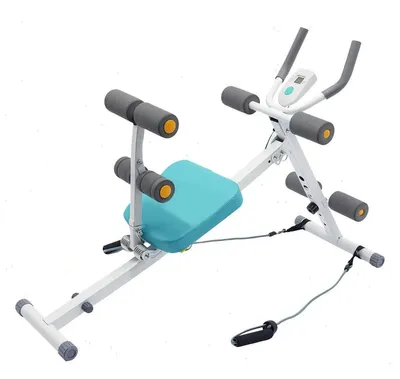 Produktbild von Bauchtrainer - Sit-up-Maschine - LCD-Display (Zeit, Wdh./Min, Kalorien) - Tragkraft 120 kg - Maße 113–122×40×70–80 cm - Hintere Stange 30 cm - Weiß