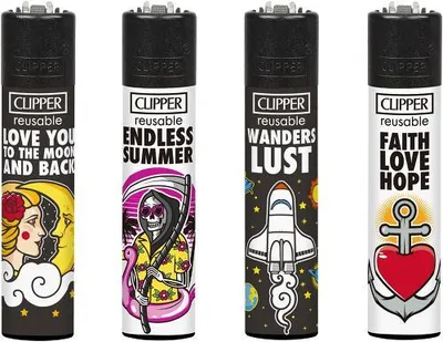 Produktbild von Clipper Feuerzeuge 4er Set: Slogan 45