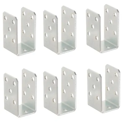 Produktbild von Aqbau 6er Set U-Pfostenträger zum Aufschrauben 50 mm – Pfostenanker aus verzinktem Stahl 4 mm, Bodenanker für Holzpfosten, für Zaun, Pergola, Terrasse