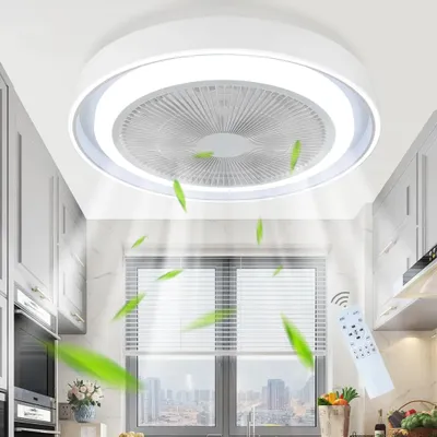 Obrázok produktu pre ZMH Stropný ventilátor s osvetlením a diaľkovým ovládaním Stmievateľné LED stropné svetlo s ventilátorom Lampa stropná Tichá Moderná stropná lampa Modrá 6 lopatiek