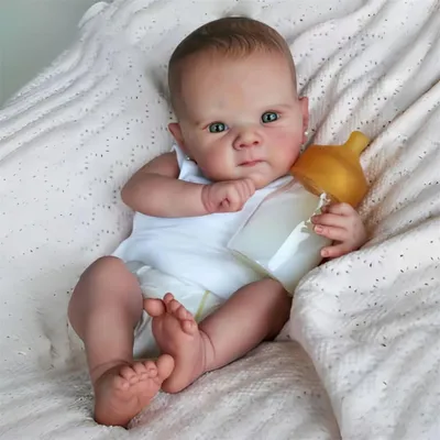 Image de Poupée reborn pour fille, 18 pouces, fabriquée à la main, corps en vinyle très réaliste, couleur blanche