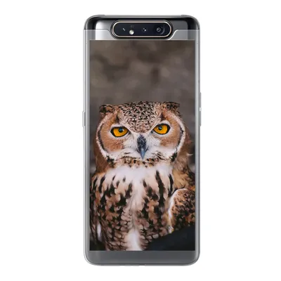 Produktbild von MuchoWow® Handyhülle Schutzhülle Hülle für Samsung Galaxy A80 Braune Eule schaut direkt in die Kamera Silikon Softcase Handy Hülle - Schutzdeckel