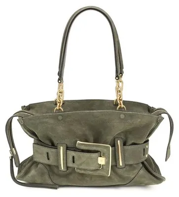 Image de Balmain Sac Anthem daim de veau vert, boucle et chaînes