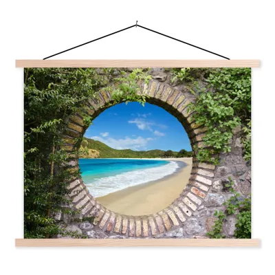 Produktbild von MuchoWow® Textilposter Strand - Meer - Blick 40x30 cm mit holzfarbenen Rahmen - Bilder