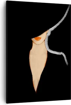 Produktbild von Bild auf Leinwand - Leinwandbild - Einteilig - Schwarz Frau Hut - 50x70cm - Wand Bild - Wanddeko - Wandbilder - Leinwanddruck - Kunstdruck - Wanddekoration - Leinwand bilder - Wandbild - PA50x70-4341