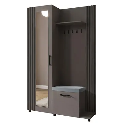 Produktbild von Garderoben-Set LIJO mit Spiegel und Sitzkissen 140x200 – Modernes Flurmöbel mit Schuhschrank