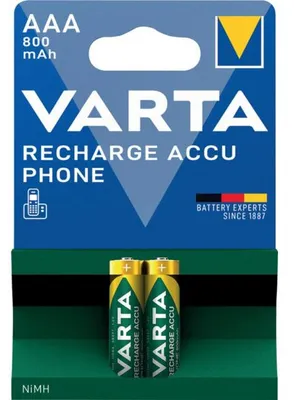 Varta Akku NiMH, Micro AAA, Recharge Power, vorgeladen, HR03, 1.2V, 800mAh, 2 Akkus