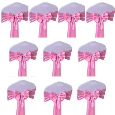 10 Satin-Stuhlschleifen, rosa, 17x270 cm, für Hochzeiten & Partys