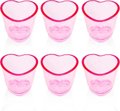 Produktbild von Shotgläser Herzform, 6 Stück, 45 ml, rosa, für Partys