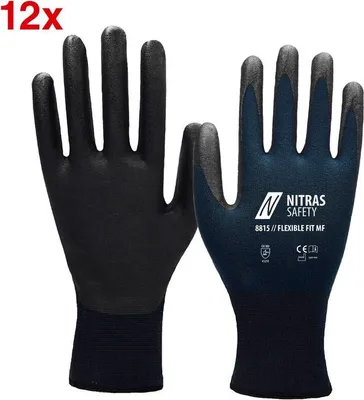 Zdjęcie produktu dla 12x NITRAS SAFETY 8815-10 Rękawice robocze unisex 8815 Flexible Fit MF niebieskie rozmiar 10, 12 par
