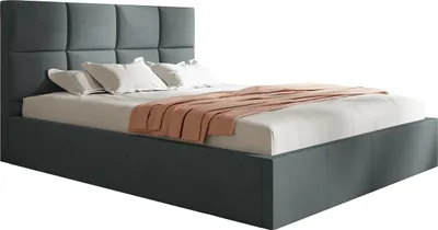 Produktbild von Polsterbett, 160x200 cm, Doppelbett, mit Bettkasten, mit Lattenrost, mit Kopfteil, Modern Bett, Robust, Elegant, Erstklassige Qualität, Slim, Graphit