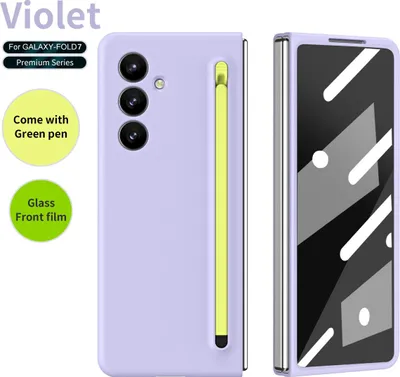 Produktbild von Handyhülle für Samsung Galaxy Z Fold 7 Schlank Stoßfest Kratzfest Schutzhülle mit Eingabestift und Displayschutz Lila