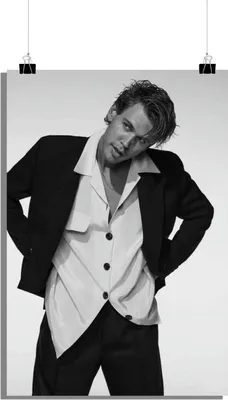 Produktbild von Austin Butler Poster - Film Poster - Schwarz-Weiß Poster - Fotografie Poster - 61x91cm - Perfekt zum Einrahmen