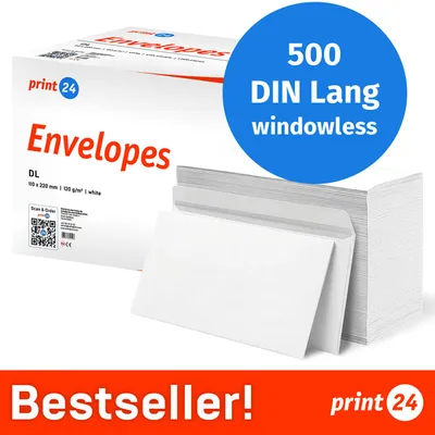 Immagine prodotto di NUOVO: print24 Buste senza finestra, DIN Lang, non stampate, 500 pezzi
