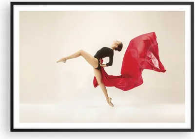 Produktbild von Gerahmtes Poster - Schwarzer Rahmen - Ballerina Tanz Rot - 100x70 cm - Wand Bild - Wanddeko - Wandbilder - Kunstposter - Wandposter - Bilderrahmen - Bilder - Kunstdruck - P2BAA100x70-4437