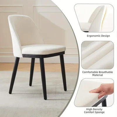 Produktbild von Esszimmerstühle - Stühle - Schalenstühle - Küchenstühle - Set mit 4 Stück - Beige, Leinenbezug