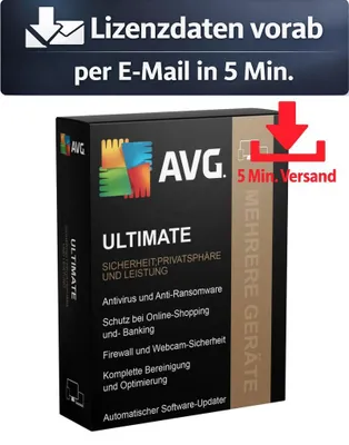 Produktbild von AVG Ultimate (10 Device - 1 Jahr) ESD Antivirus Sicherheit 5 Min. Versand als Download per Mail