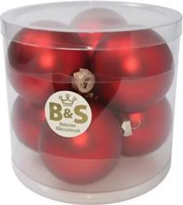 Produktbild von B&S Weihnachtskugeln Christbaumschmuck | Rot matt | 6 Stück | Ø 8 cm | Glas