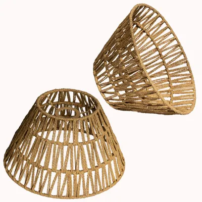 Productafbeelding van Set van 2 rieten lampenkappen met handgeweven design