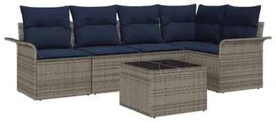 Imagen del producto de vidaXL Juego de sofás de jardín, 6 piezas, color gris, tejido de polirratán