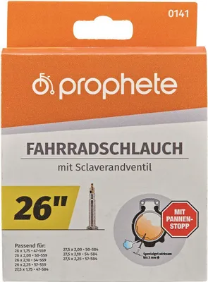 Produktbild von Prophete 0141 Pannenstopp Fahrradschlauch 26 x 1,75 - 2,125 (47/57-559) - Sclaverandventil