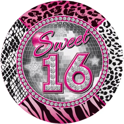 Obrázek produktu pro Papírové talíře Sweet 16 - 8 kusů