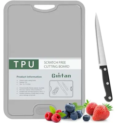 Produktbild von Schneidebrett Flexibel TPU BPA-frei mit Saftrille Grau 2er Set