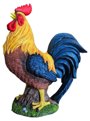 Immagine prodotto di Relaxdays: statuetta da giardino a forma di gallo, decorazione da giardino resistente alle intemperie, figura animale realistica, resina sintetica, altezza 37 cm, colorata