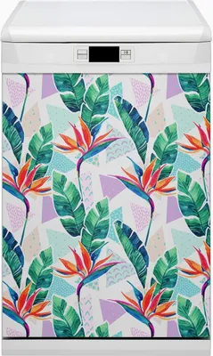 Produktbild von Geschirrspüle Magnet für Spülmaschine Magnetmatte Küche Magnete  Dekorative 45x80 cm  - Tropische Flora