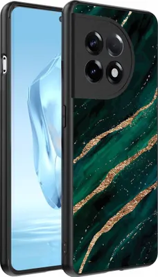 Produktbild von Geeignet für OnePlus 12 Telefon Fall mit Marmor Druck - TPU zurück Abdeckung Fall Marmor Design - Grün Gold - Smartphonica