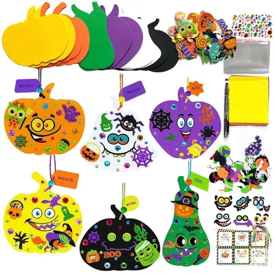Obrázek produktu pro Sada na výrobu dekorací na Halloween – 12 kusů dýní z pěny, pro děti od 3 let, doplňky pro dekorace
