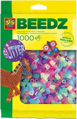Image de Perles à repasser, assortiment de 1000 pièces, avec paillettes