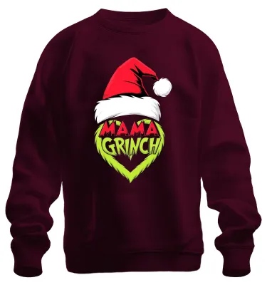 Immagine prodotto di Mamma Grinch Cappello di Natale Grinch Cuore Divertente Mamma Felpa Unisex Pullover, Borgogna, M