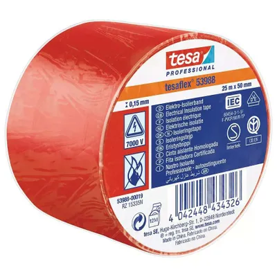 Zdjęcie produktu dla tesa 53988 Professional Isolierband 7000V, 25 m x 50 mm, rot