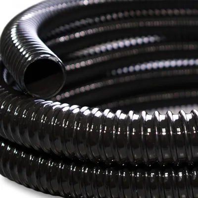 Produktbild von Wiltec Flexibler Förderschlauch – Länge 0,5 m, Innendurchmesser 25 mm (1") – schwarz – Spiralschlauch mit Verstärkungsspirale – Saugschlauch für Entwässerung, Koi Teich, hydrolysebeständig