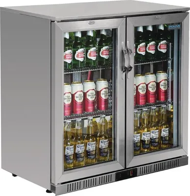 Immagine prodotto di Frigorifero da bar Polar Serie G in acciaio inox con 2 sportelli a ribalta, 208 litri