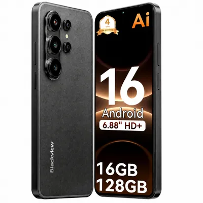 Image de Smartphone Blackview Wave 10C sans abonnement, Android 16, 6,88 pouces, 120 Hz, 1080p, double SIM, Face ID, 5 000 mAh, Gemini AI, DokeOS 5.0, 1080p, 4G