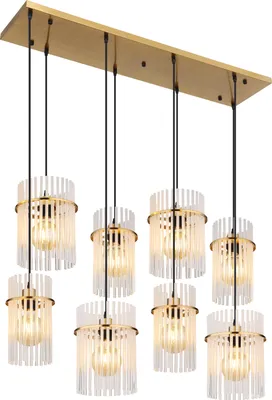Productafbeelding van Gouden hanglamp Gorley met glas 8-lichts