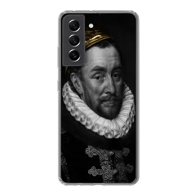 Produktbild von MuchoWow® Handyhülle Schutzhülle Hülle für Samsung Galaxy S21 FE Malerei - Gold - Schwarz - Weiß Silikon Softcase Handy Hülle - Mobiltelefonhülle