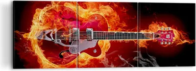 Produktbild von Bild auf Leinwand - Leinwandbild - Instrument Flammen Saiten - 120x40cm - Wand Bild - Wanddeko - Leinwanddruck - Bilder - Kunstdruck - Wanddekoration - Leinwand bilder - Wandkunst - CA120x40-0201