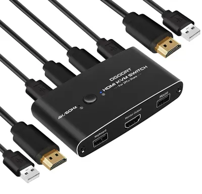 Produktbild von 4K 60Hz KVM-Switch, USB-HDMI-Umschalter für 2 Computer, 1 Monitor