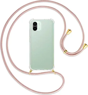 Produktbild von Handykette Backcover-Schutzhülle mit Band (Metall goldfarben) für Xiaomi Redmi A1 (6.52'') - roségold