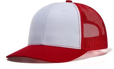 Immagine prodotto di Cappellino da camionista da uomo - Cappellino da baseball da uomo - traspirante - Cappellino da baseball da uomo e da donna - Bianco, rosso e rete rossa